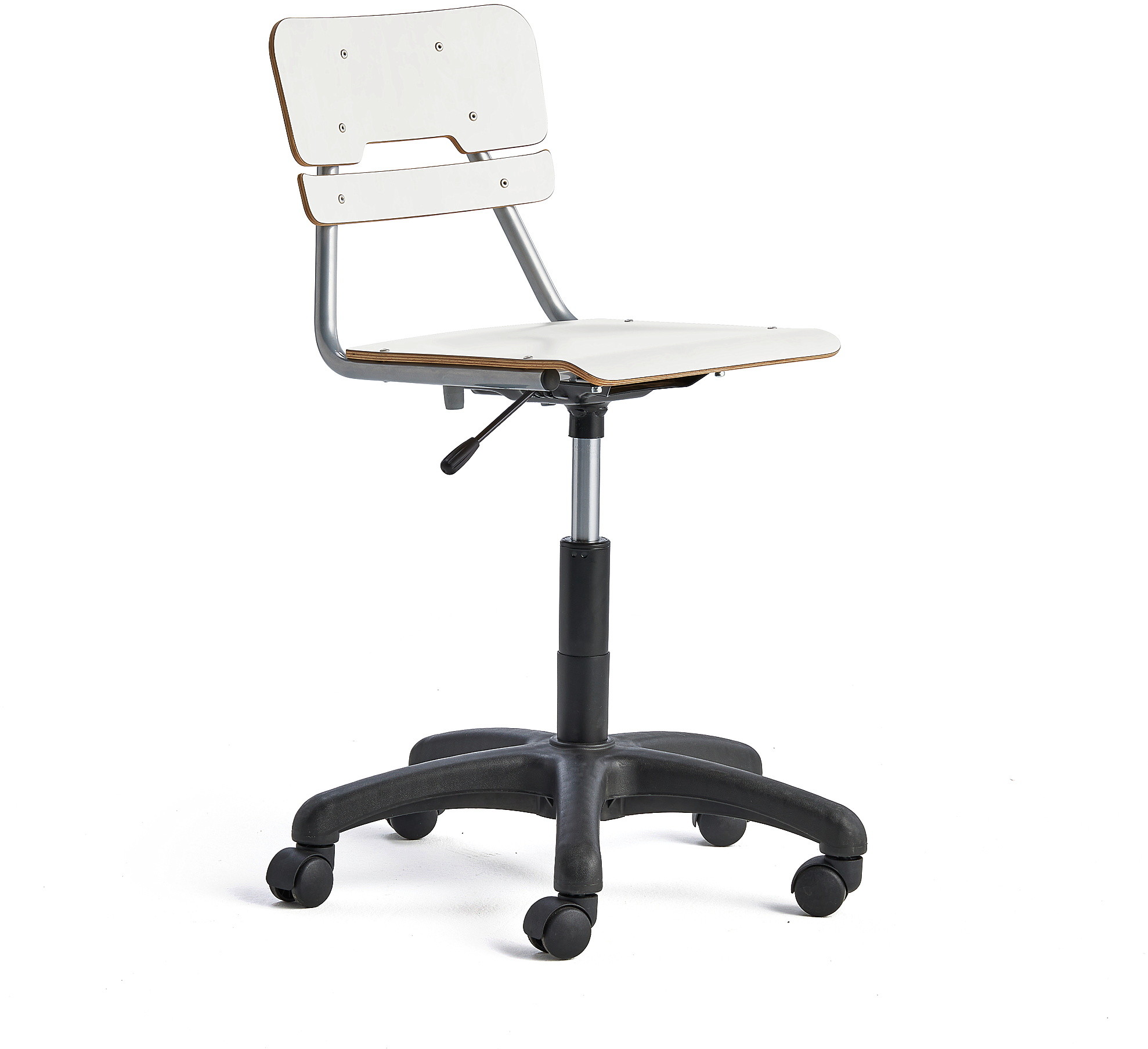 H AJ Produkty Krzesło LEGERE z regulacją wysokości, małe siedzisko, na kółkach, 430-550 mm, biały