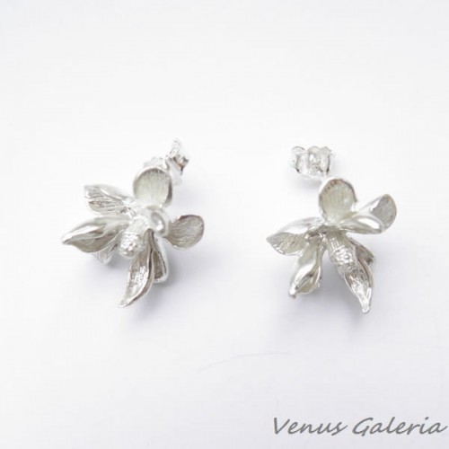 Kolczyki srebrne - Magnolie białe sztyft 1633