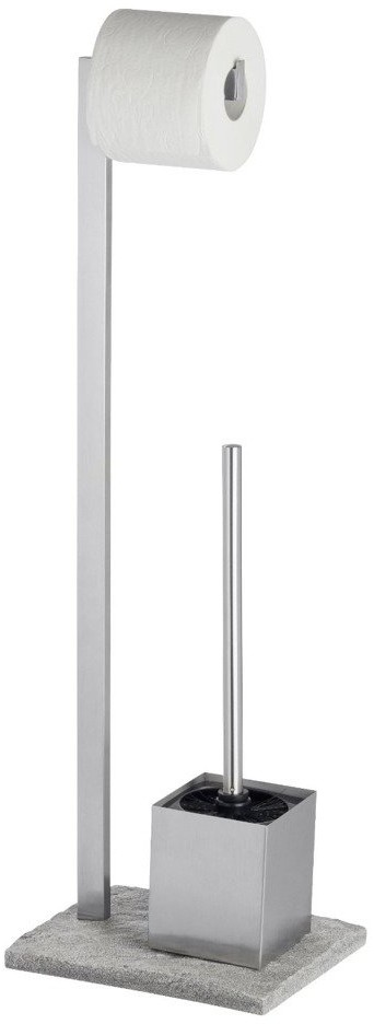 Wenko Stojak na papier toaletowy i szczotkę do WC Granite, srebrny, 74x20x23 cm