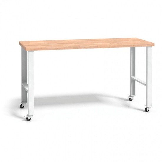 B2B Partner Stół warsztatowy z drewnianym blatem z kółkami, 2000 mm 179279