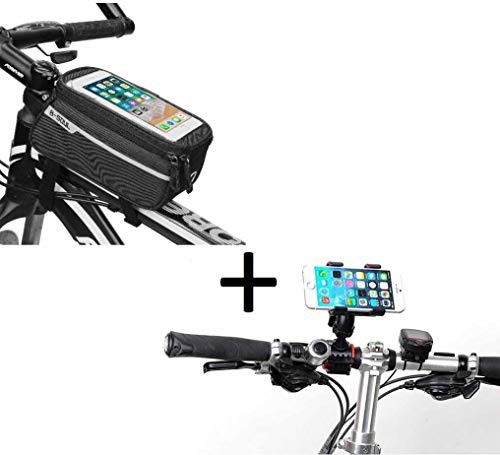 Samsung Shot Case Zestaw rowerowy do Galaxy J6 + smartfon (uchwyt rowerowy kierownica + torba z ekranem dotykowym) MTB rower rower (czarny)