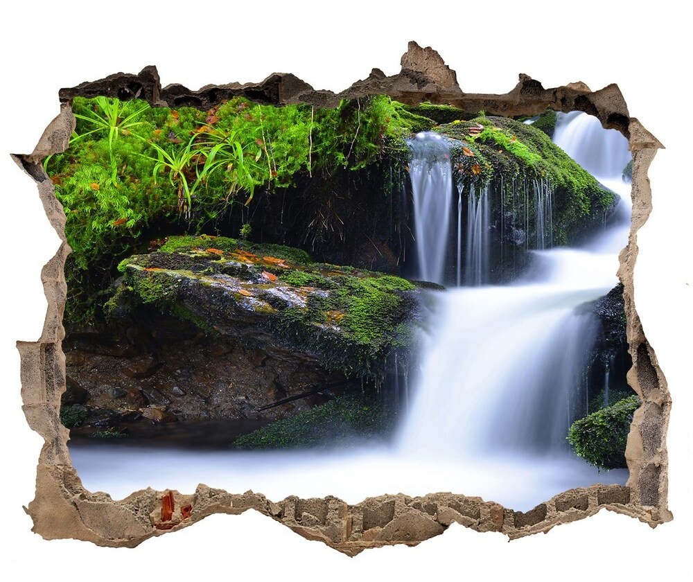 Wallmuralia.pl naklejka fototapeta 3D widok Wodospad w lesie