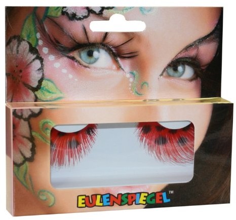 Eulenspiegel Rzęsy 000366  , pióra z czarnymi punktach, czerwony 4028362000366