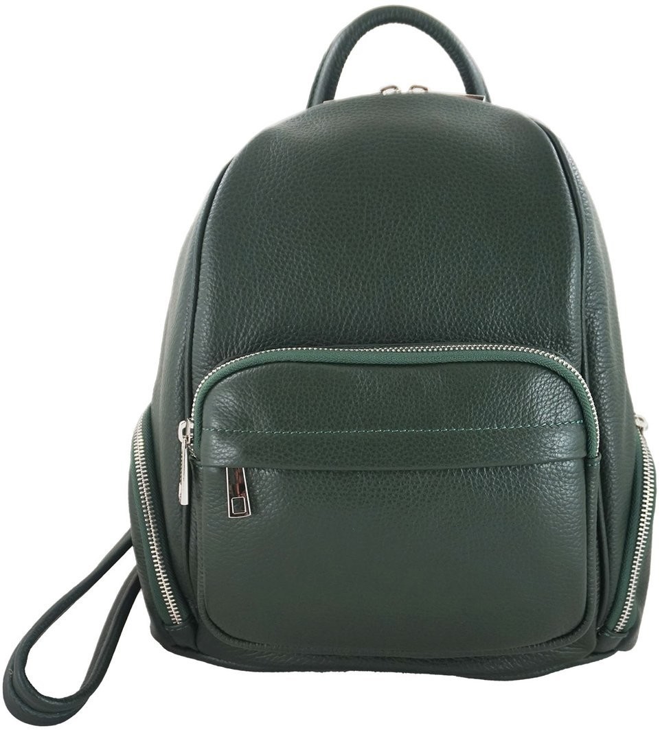 Barberini's Plecaki skórzane damskie CASUAL - Zielony ciemny 857-42