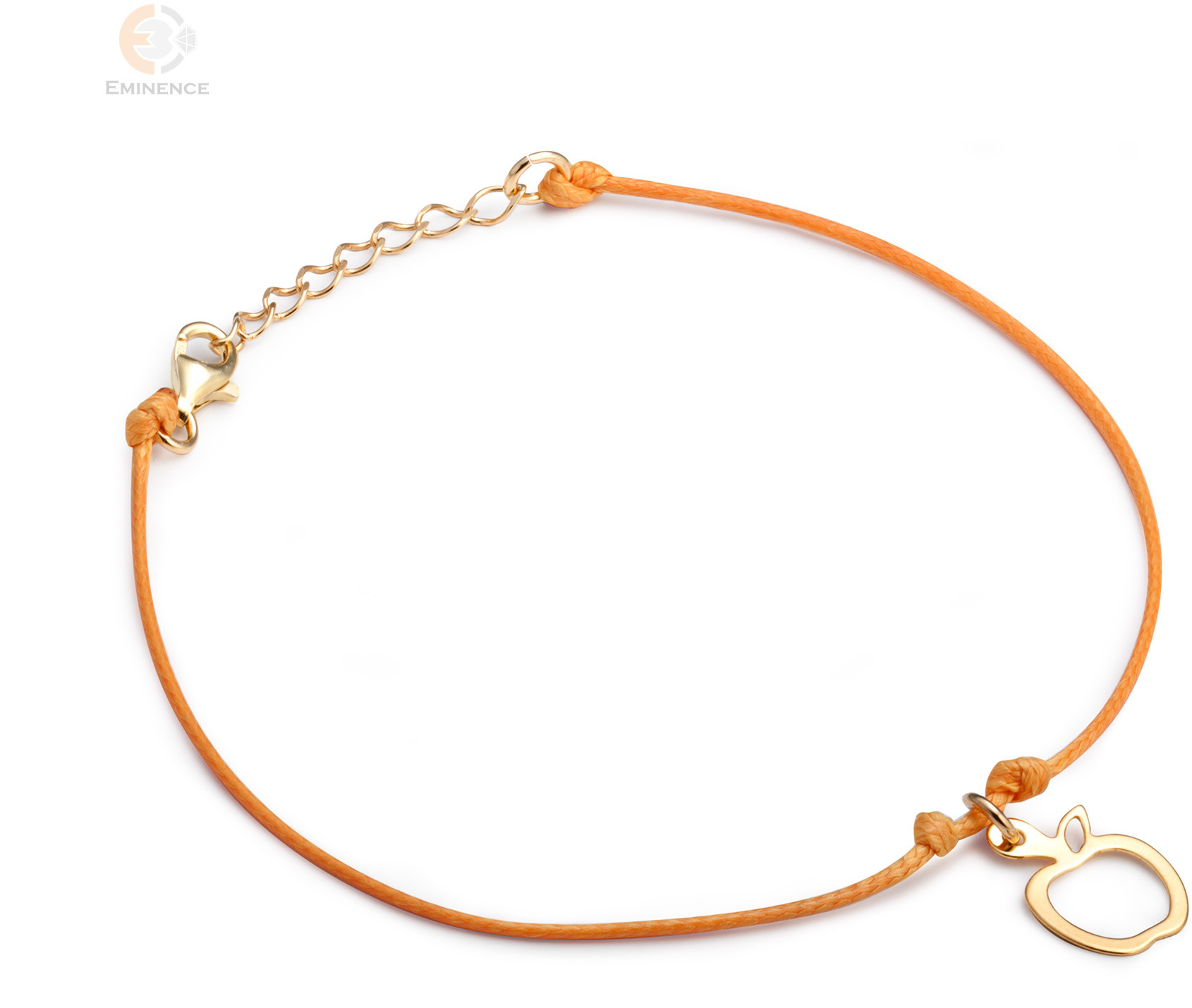 Eminence Bransoletka sznurkowa ze srebra pozłacanego zawieszka jablko Ag-Bz-27