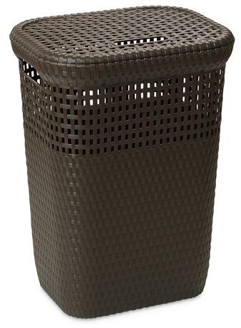 Rattanowy kosz na bieliznę plastik, 60 l, brązowy
