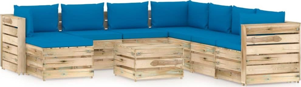 vidaXL 9-cz zestaw wypoczynkowy do ogrodu z poduszkami drewniany 3074787