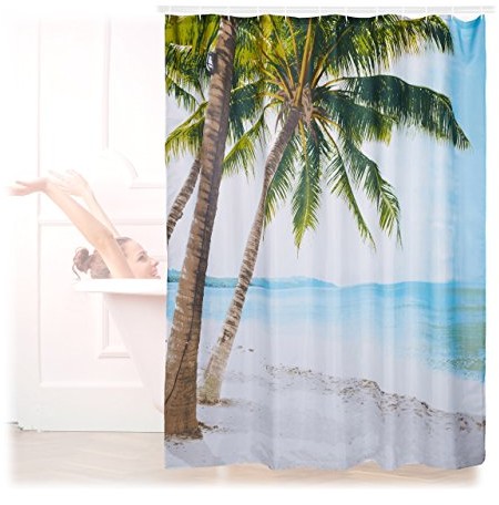 Relaxdays zasłona prysznicowa zasłona na plażę, poliester, odporne na działanie wody, nadający się do prania, Anti-pleśni, wanna 180 x 180 cm, kolorowy 10022617