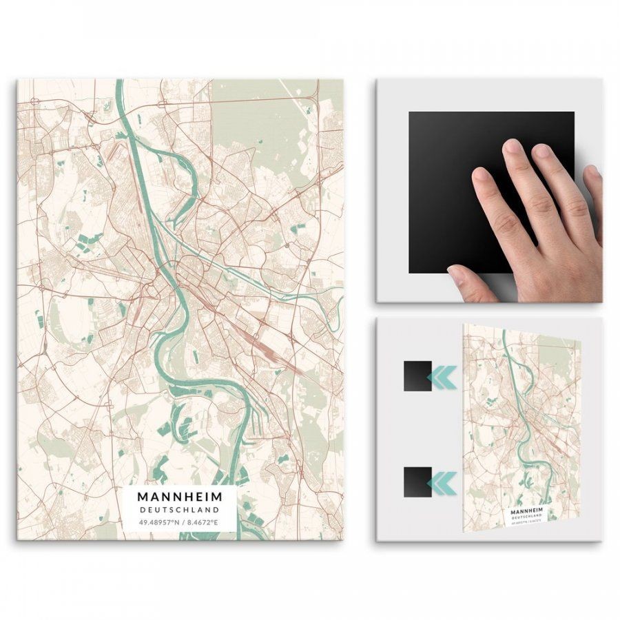 Pix4home Plakat metalowy Mapa Vintage Mannheim L POS-L-03192