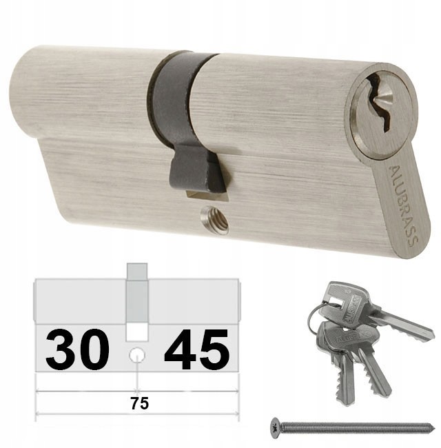 Wkładka Do Zamka 30/45 Alubrass Nikiel Satyna