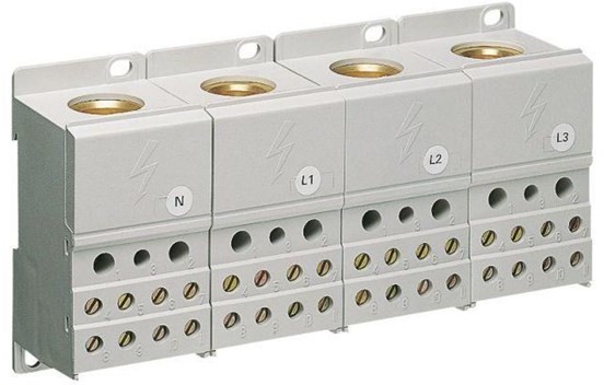 Hager Distribution block 1p 250a for din rail KJ02A