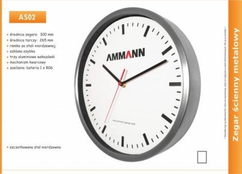 Atrix Zegar reklamowy ze stali nierdzewnej /300mm AS02