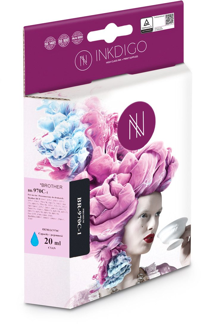 Inkdigo Zamiennik tuszu INKDIGO Brother LC 970/1000 Cyan BR-970C-1