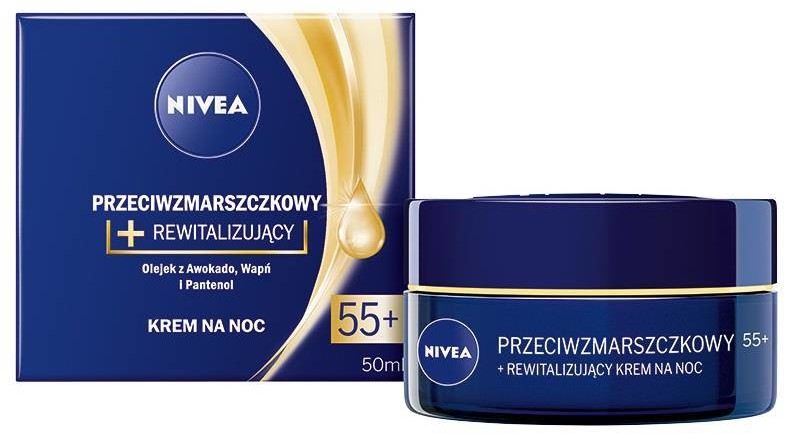 Nivea Przeciwzmarszczkowy + Rewitalizujący krem na noc 55+ 50ml 92516-uniw