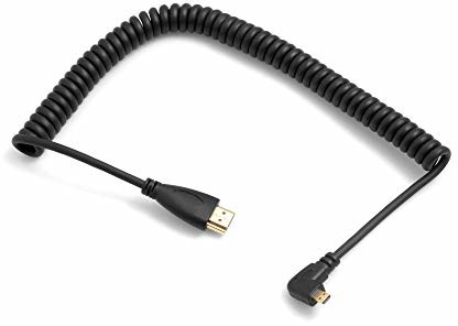 System-S SYSTEM-S Micro HDMI wtyczka prawa kątowa do HDMI standardowa wtyczka kabel spiralny 50-80 cm