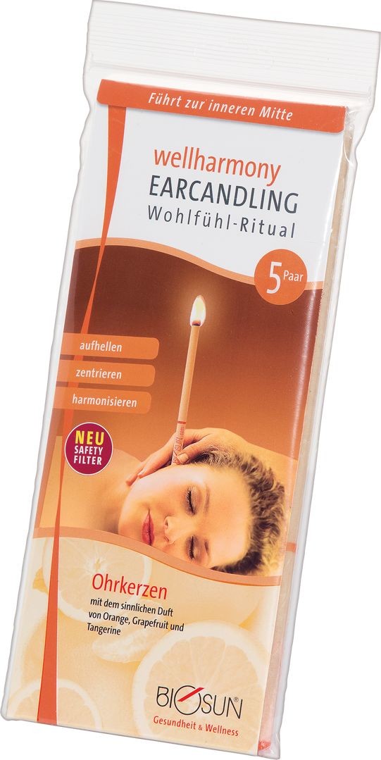 Oryginalne świece BIOSUN - Harmonia - bawełniane z aromatem pomarańczy, grejpfruta i mandarynki - świecowanie uszu (BIOSUN Ear Candles WELLHARMONY DA1