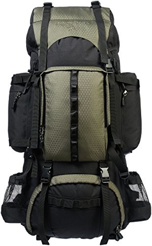 AmazonBasics plecak turystyczny z rama wewnętrzna i ochrona przed deszczem, zielony, 75 L ZH1704013D