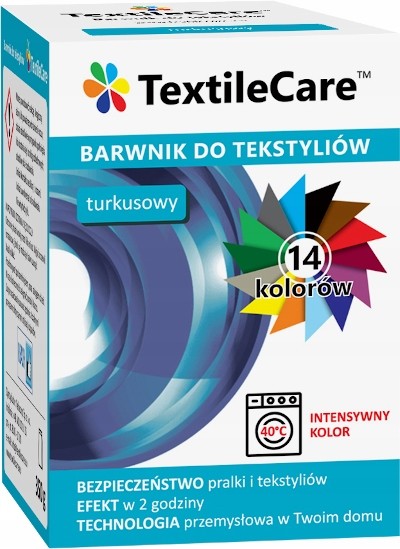 BioLife TextileCare Barwnik Farba 600g Ubrań Tkanin Turkus