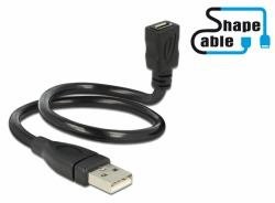 Delock Kabel USB USB Kabel A micro-B St/Bu 0.35m Shape sw 83921