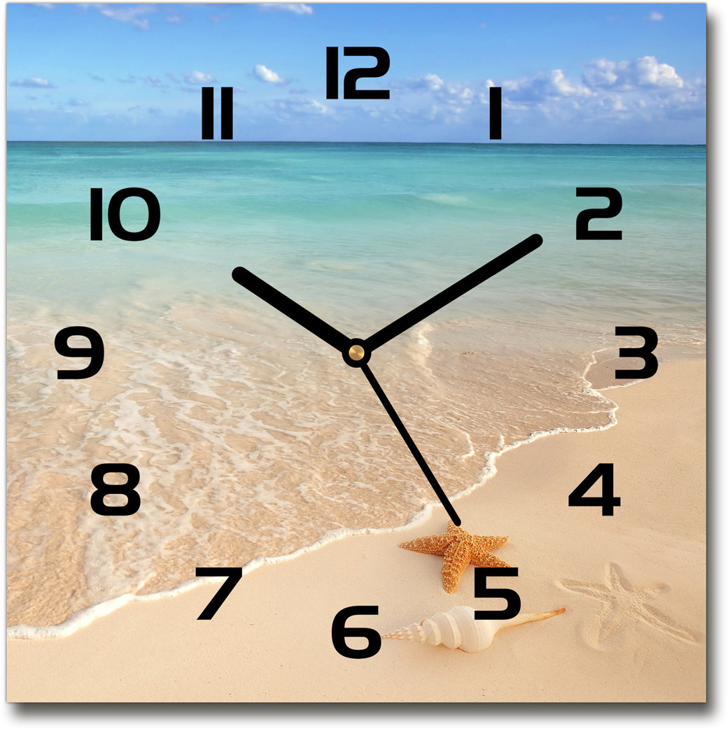 Zegar szklany kwadratowy Rozgwiazda na plaży