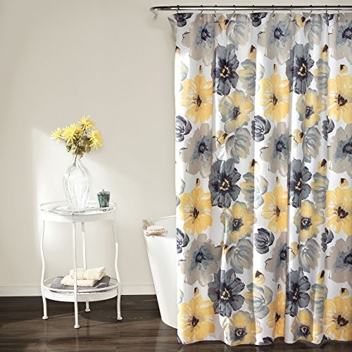 Lush Decor Leah Shower Curtain, 72 inches x 72 inches, Yellow/Gray C38093P15-000