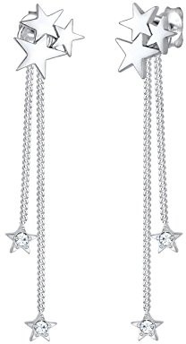 Elli Premium kolczyki damskie gwiazdy srebro 925 rodowane kryształy Swarovskiego białe szlif okrągły 0 cm 0301651617 0301651617