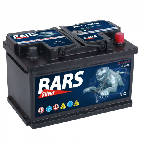 Bars SILVER 12V 74Ah 640A (EN) P+ GS74