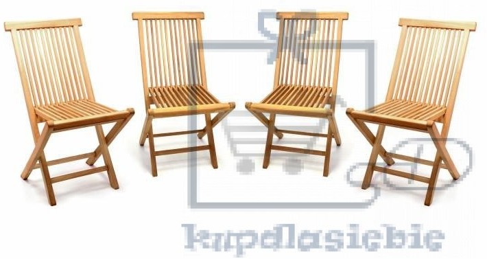 Divero Zestaw 4 sztuk - krzesło ogrodowe drewno tekowe