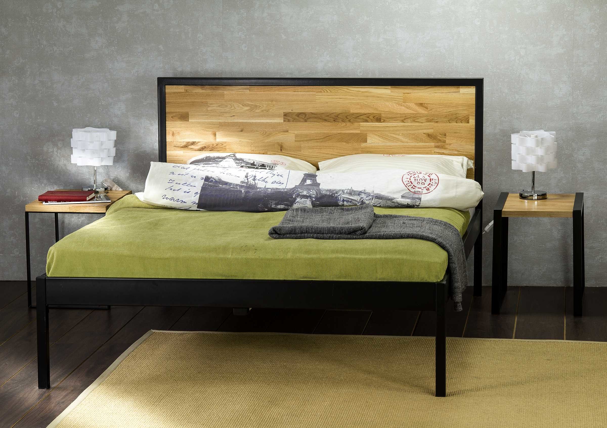 Artbed Collection Łóżko drewniane z ramą metalową 