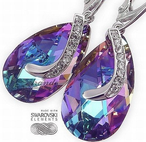 Swarovski SPECIAL kolczyki VITRAIL SENTI SREBRO