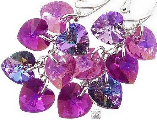 Swarovski długie kolczyki SREBRO Serce CERTYFIKAT