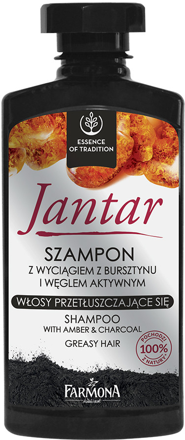 Jantar szampon z wyciągiem z bursztynu i węglem do włosów przetłuszczających się 330ml