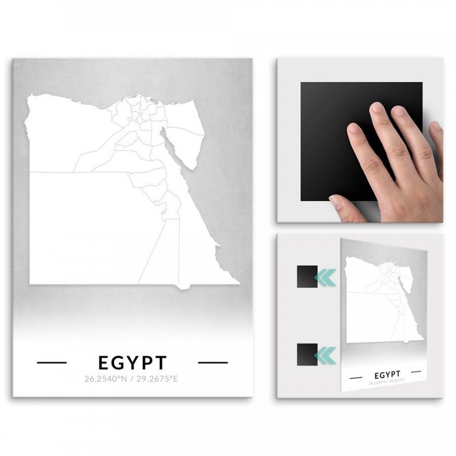 Pix4home Plakat metalowy Mapa B&W Egipt L POS-L-03928