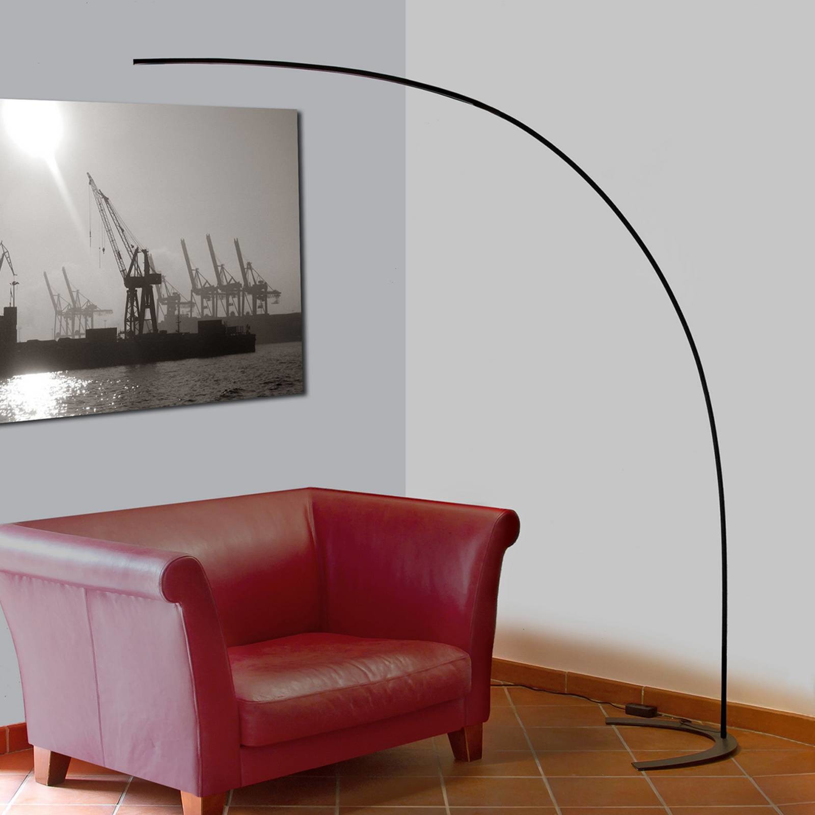 LINDBY Lampa łukowa LED DANUA, czarna