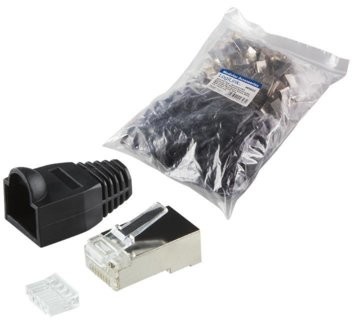 LogiLink Wtyk RJ45 CAT.6 FTP MP0022 z osłonką czarny 100szt SPLKOKGF0080