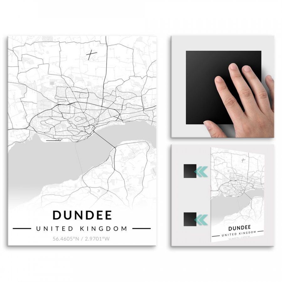 Pix4home Plakat metalowy Mapa B&W Dundee L POS-L-04008