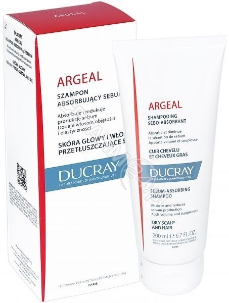 Ducray argeal szampon do włosów tłustych absorbujący sebum 200 ml