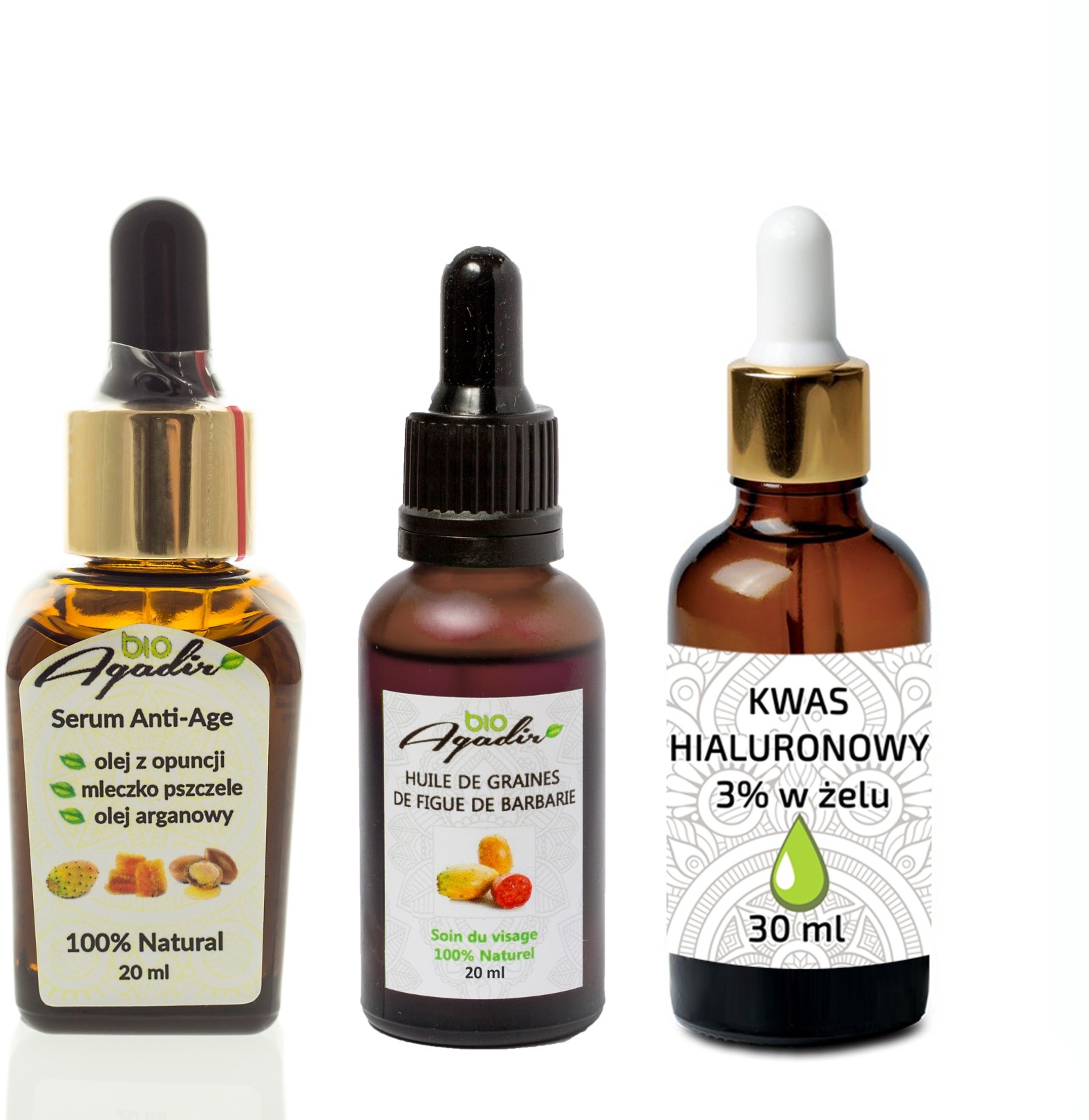 Zestaw: Opuncja + serum Anti-Age + Kwas hialuronow