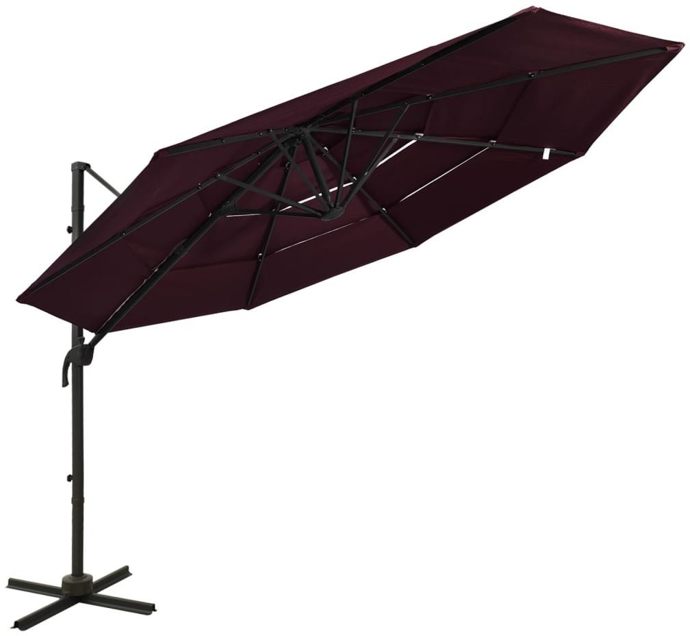 Zdjęcia - Parasol plażowy VidaXL 4-poziomowy parasol na aluminiowym słupku, bordowy, 3x3 m Lumarko! 