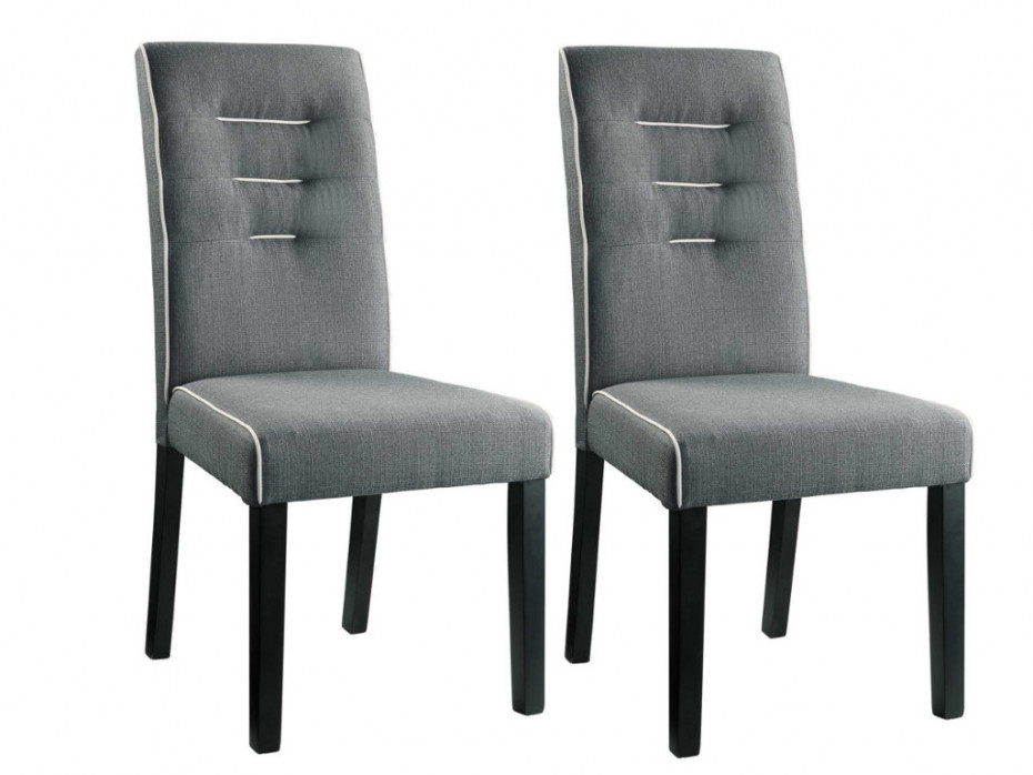 Vente-Unique Zestaw 2 krzeseł GABELLE tkanina nogi z drewna kauczukowego szare