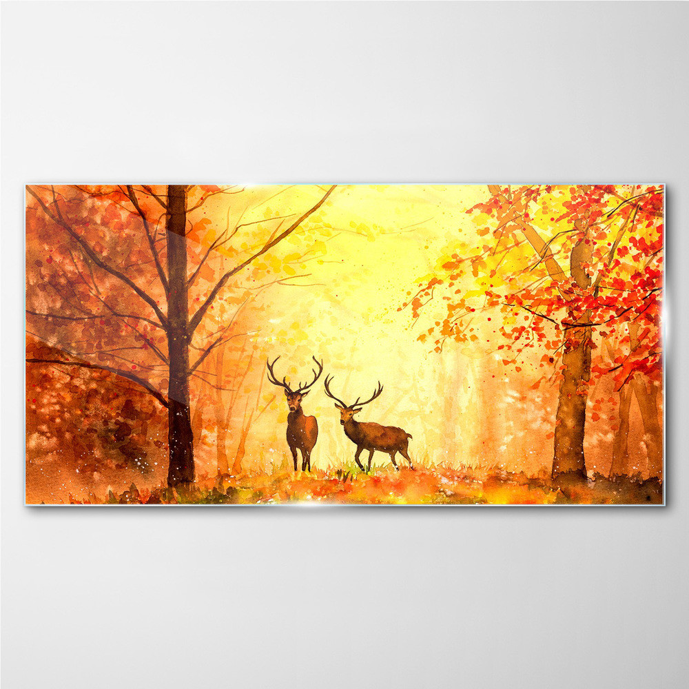 PL Coloray Obraz na Szkle las jesień jelenie 140x70cm