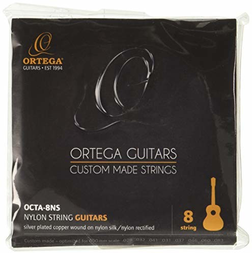 Ortega Guitars ORTEGA zestaw strun 8-strunowy nylonowy posrebrzany miedziany ranty - wyprodukowano w Niemczech przez piramidę (OCTA-8NS) OCTA-8NS