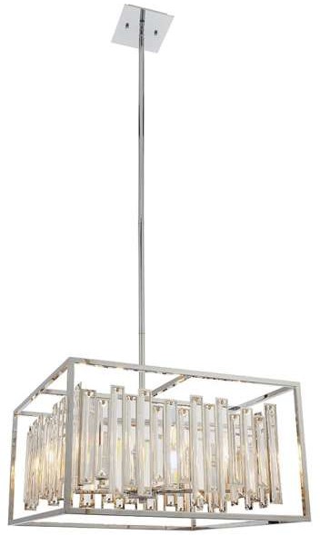 Endon Glamour LAMPA wisząca ACADIA 81931 Endon prostokątna OPRAWA metalowa klatka ZWIS z kryształkami chrom przezroczysta 81931