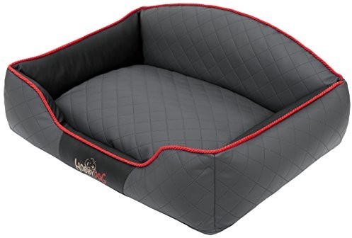 Hobbydog leligrc9 kosz na łóżko dla psa/na sofę/Elite ze sztuczną skórą, Grafitowy/czarny, L 65 x 50 x 24 cm 5902052048762