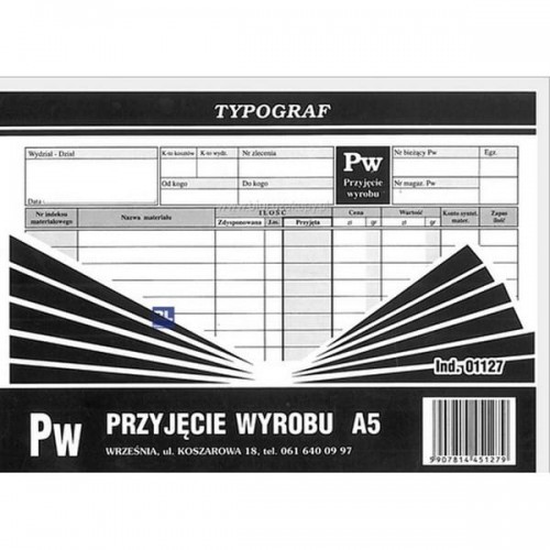 Typograf Druk samokopiujący PW przyjęcie wyrobów A5 80 kartek 01127/ TP041
