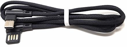 System-S System-S Kabel nylonowy USB typu C 3.1 na odwracalnym interfejsie USB typu A 2.0, kąt 90°, czarny 97 cm 10069071283010