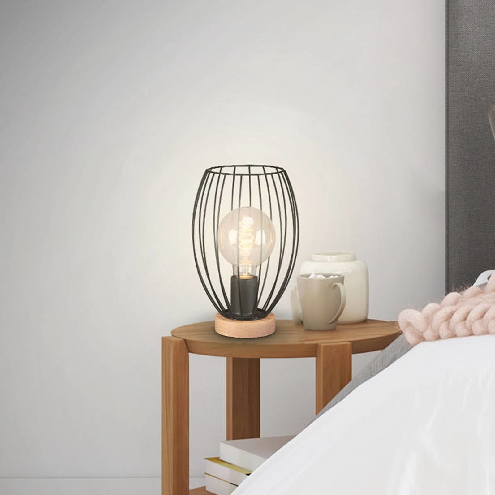 Briloner Lampa stołowa Waktu, klosz z prostymi rozpórkami