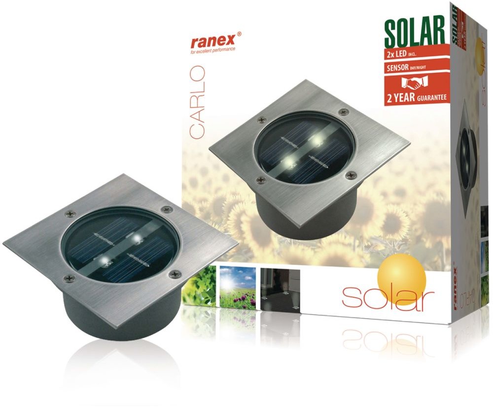 Smartwares Ranex Punktowa lampa solarna, kwadratowa, 0,12 W, srebrna 5000.198 10.009.62