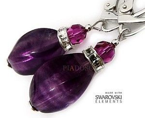 Swarovski FLUORYT piękne kolczyki SREBRO
