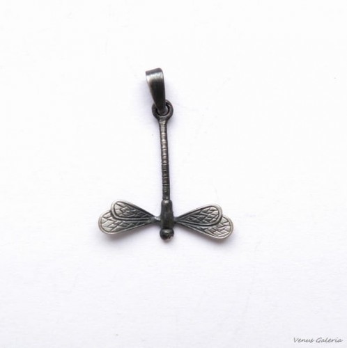 Wisiorek srebrny - Mini ważka szara 1446